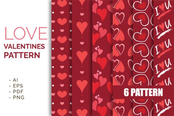 6 Red Valentine Patterns: A Versatile Design Resource for Creative Professionals
