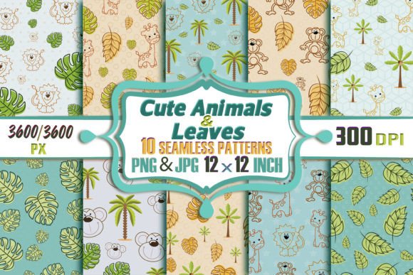 Cute Animals Leaves Patterns