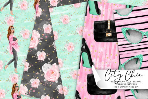 Fashion Girl Seamless Patterns Urban