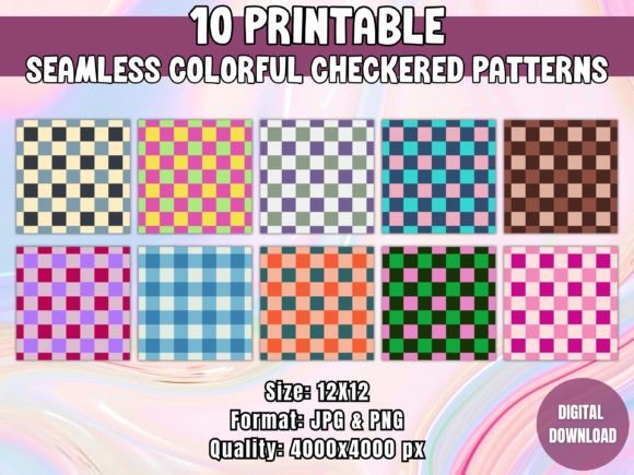 Seamless Colorful Checkered Patterns