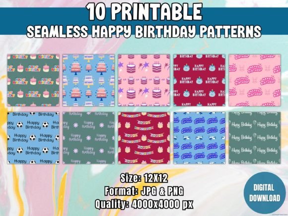 Seamless Happy Birthday Patterns