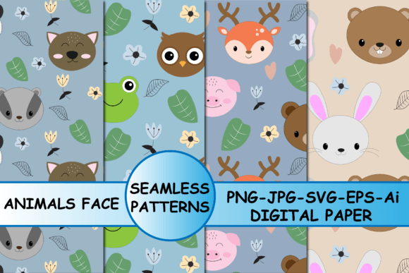 Seamless Patterns Cute Animals Face: A Versatile Design for Creative Projects