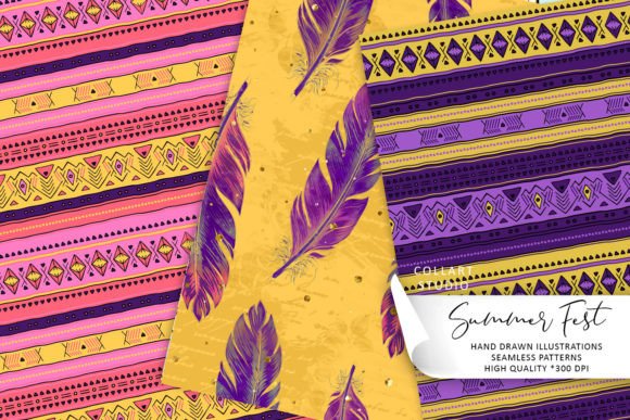 Summer Music Fest Seamless Patterns