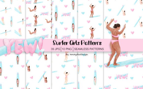 Surfer Girls Patterns and Digital Paper: A Creative Resource for Design Enthusiasts