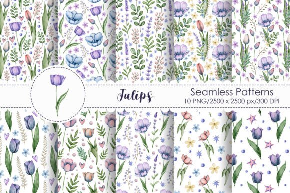 Watercolor Tulips Seamless Patterns: A Creative Resource for Designers